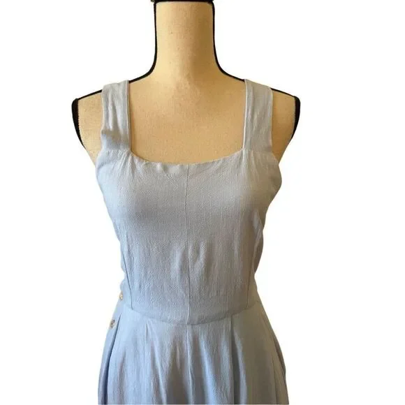 Lelasilk Light Blue Pinafore Dress Sz M, Cottagecore